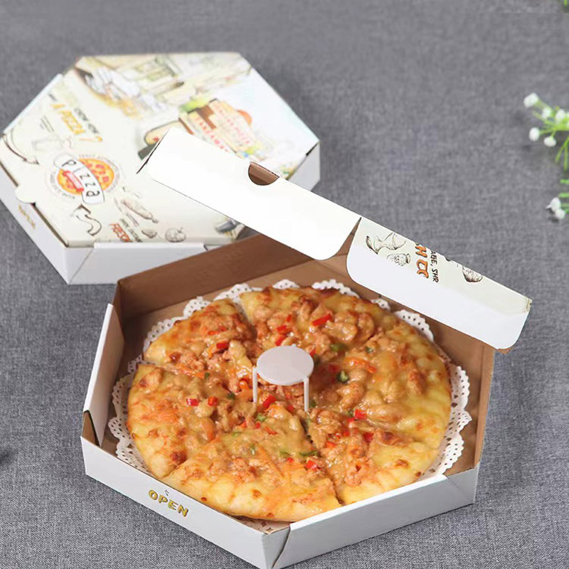 Hexagon White Cardboard Pizza Box