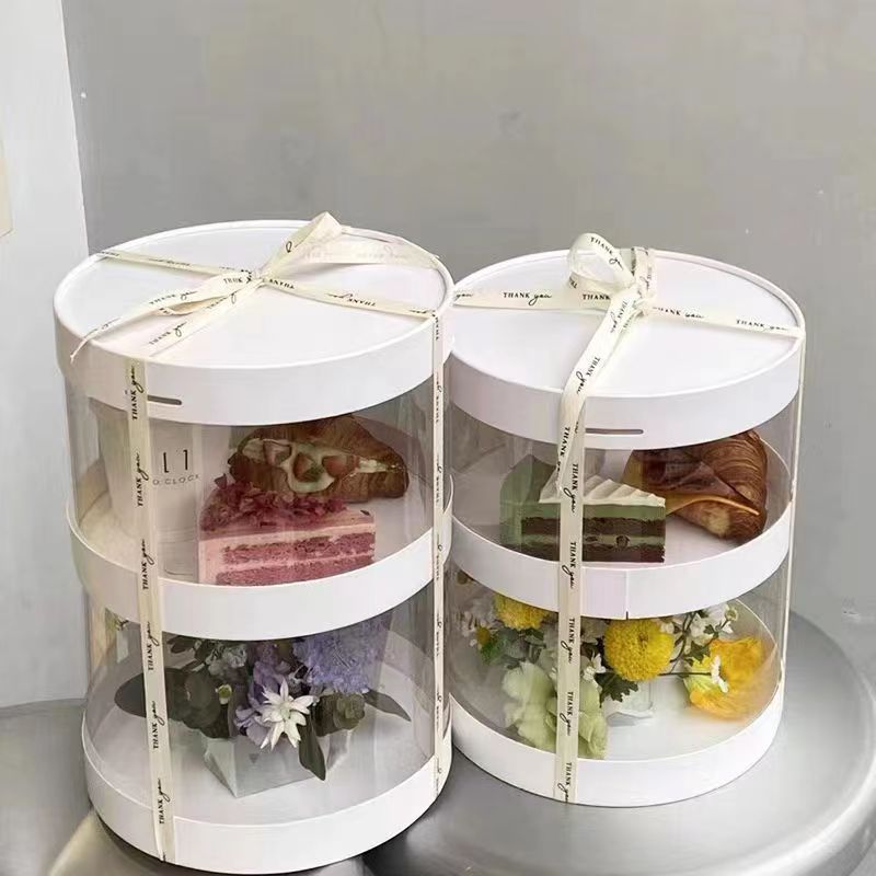 Round double layer cake box