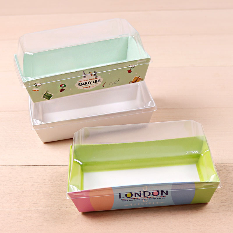 Rectangle Paper Plastic Box for Dessert
